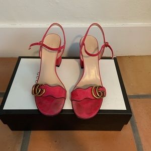 Gucci Marmont GG Medium Heel Pink Sandal